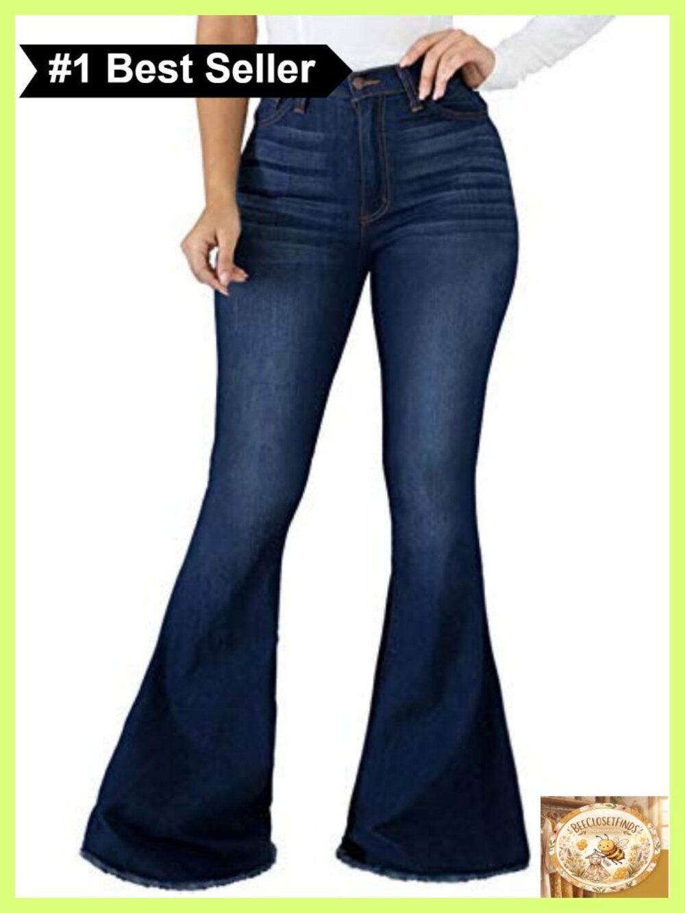High Waist Ripped Flared Jeans Raw Hem Bell Bottom